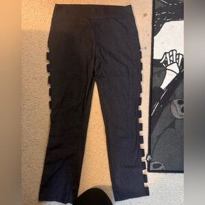 Women’s Black Skinny Jeggings with Cut-Out Sides